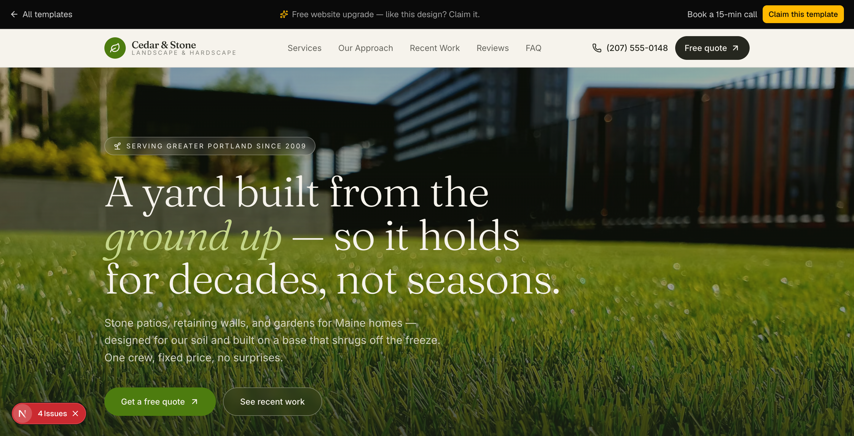 Landscaping template preview