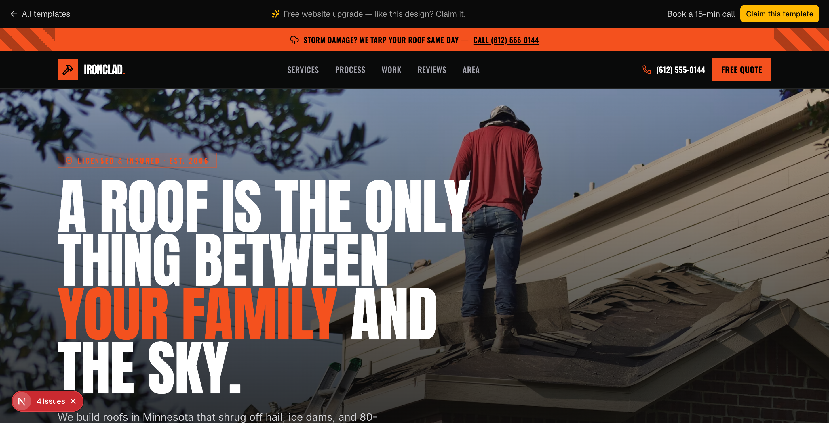 Roofing template preview